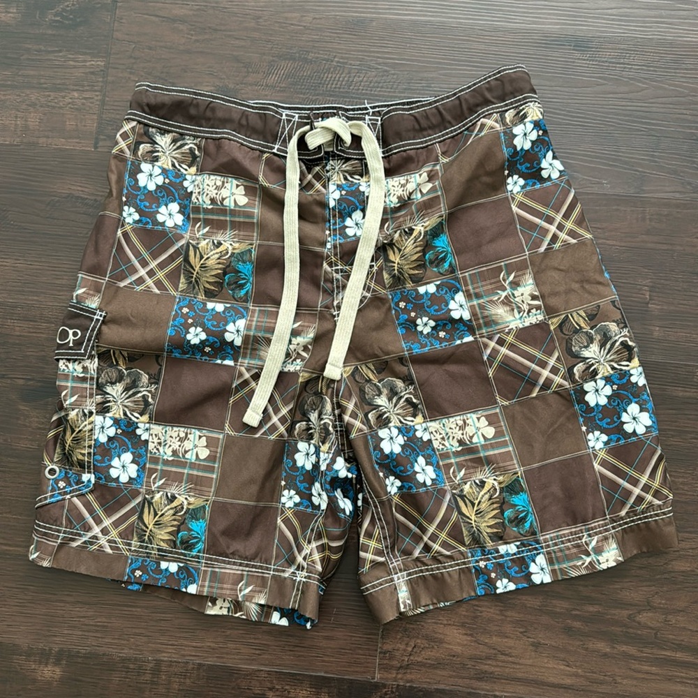OP MENS SWIM BOARD SHORTS SWIM TRUNKS PATCHWORK LINED